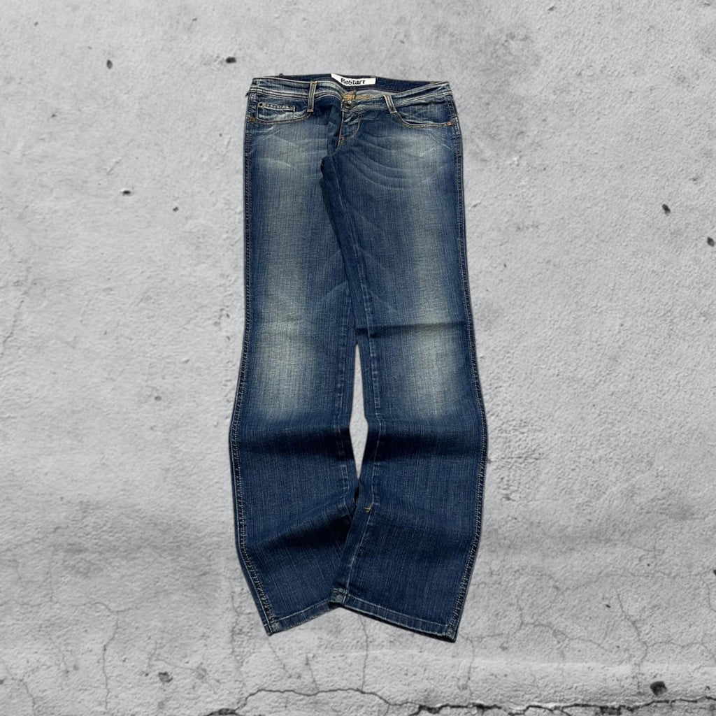 Denim Jeans Low Waist Restart Straight Fit Embroidered (S)