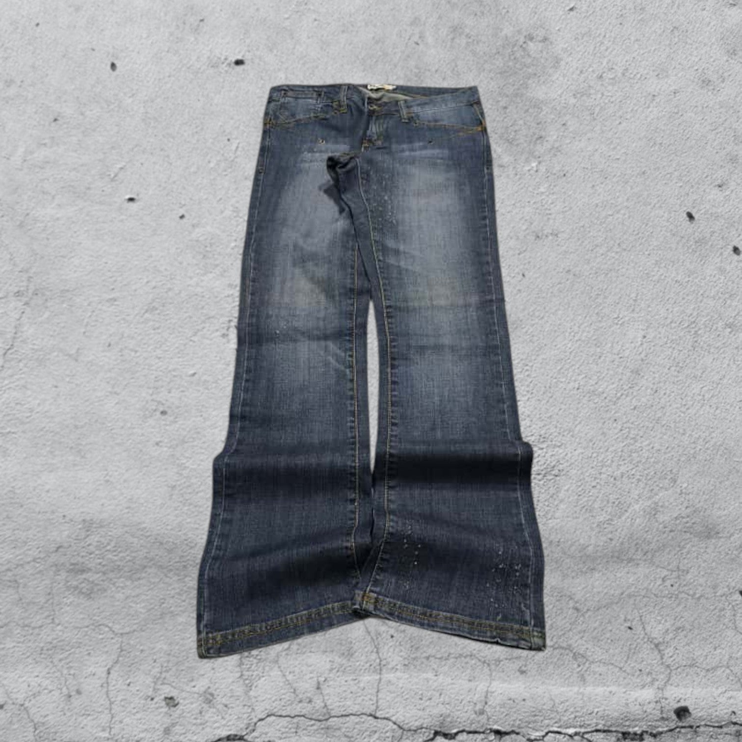 Denim Jeans Washed Embroidered Straight Fit  (S)
