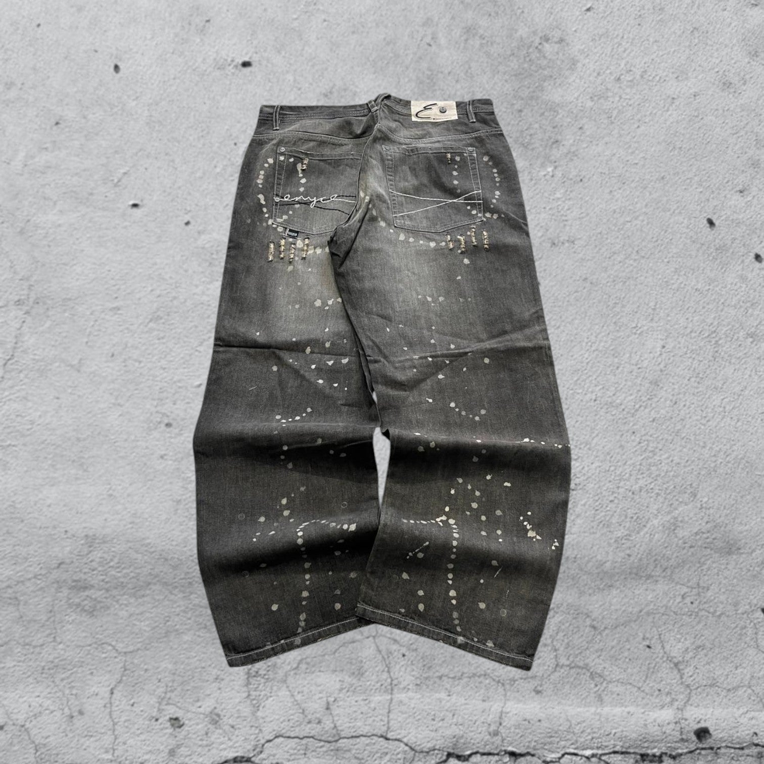 Denim Jeans Enyce Black Painted Baggy Fit (XL)