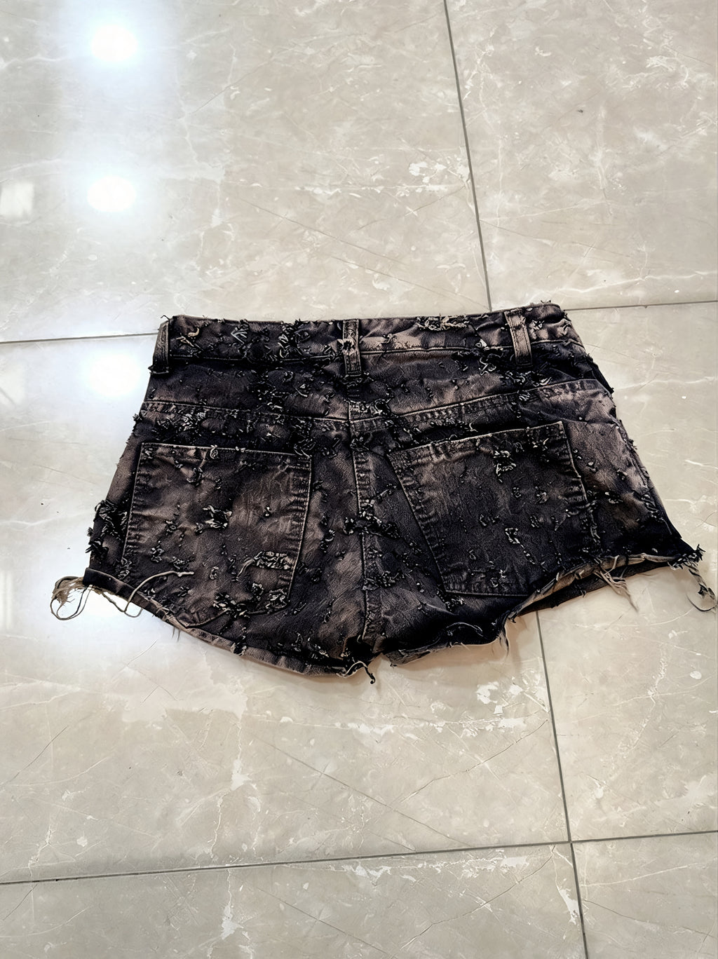 Denim Jeans Particular "Broken" Washed Denim Mini Shorts Vintage Y2K