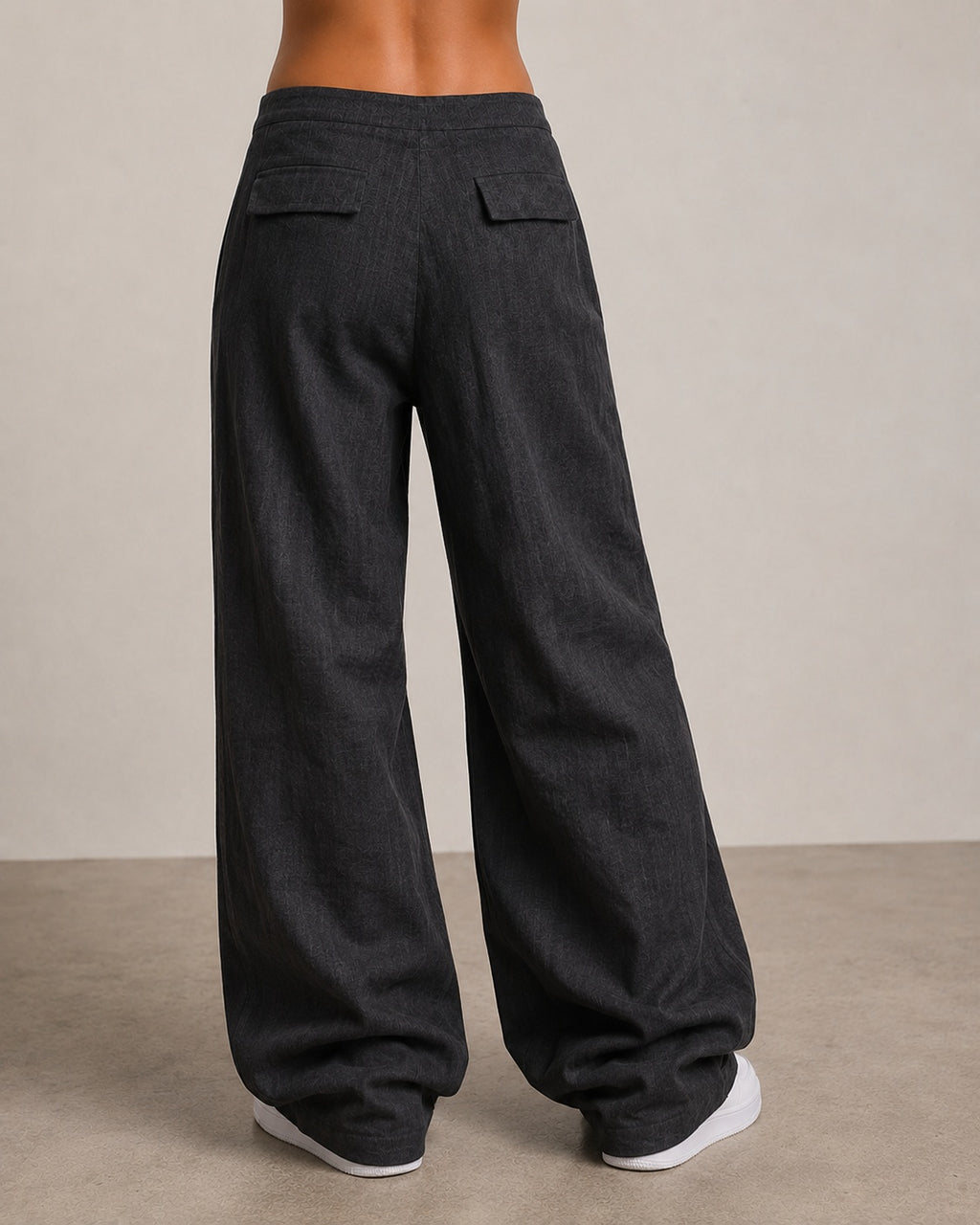 Linen Pants Baggy Fit Black Vintage Y2K Low Waist - Pantaloni in Lino Super Baggy Vita Bassa