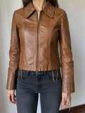 Giacca pelle vera Motivi donna IT42 marrone vintage Y2K Vintage Jacket Real Leather Y2K Vintage
