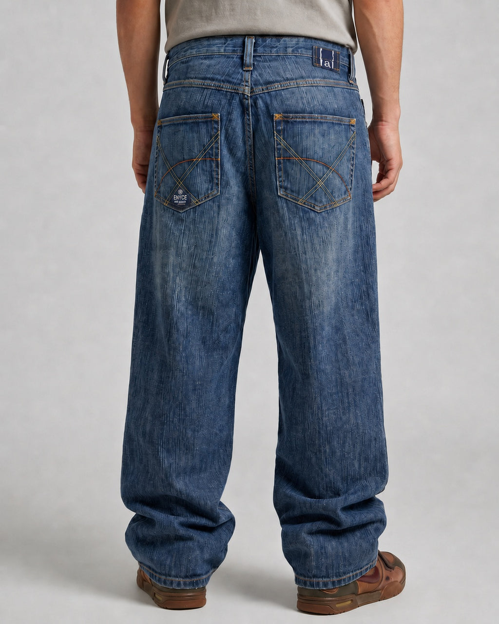 Denim Jeans Enyce Baggy Fit Vintage Y2K Embroidered Washed Striped