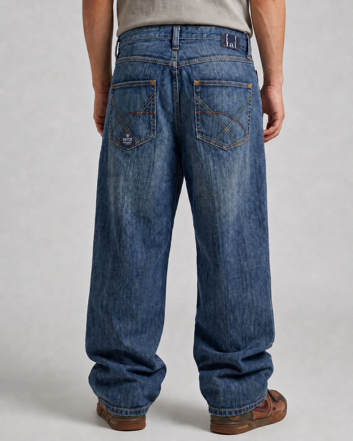 Denim Jeans Enyce Baggy Fit Vintage Y2K Embroidered Washed Striped