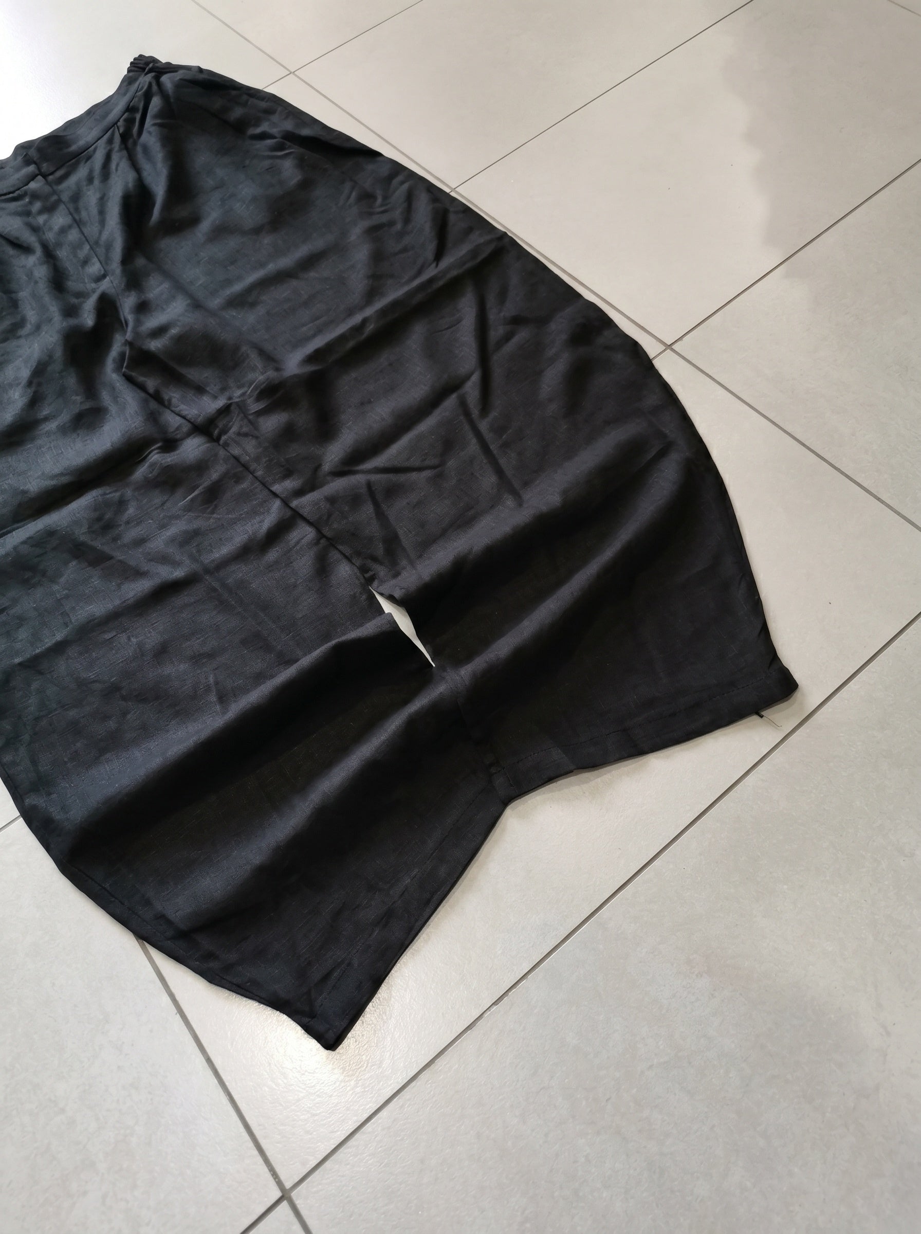 Pantalone uomo balloon Black / Nero misto lino wide leg Baggy Fit - Linen Pants Vintage Y2K