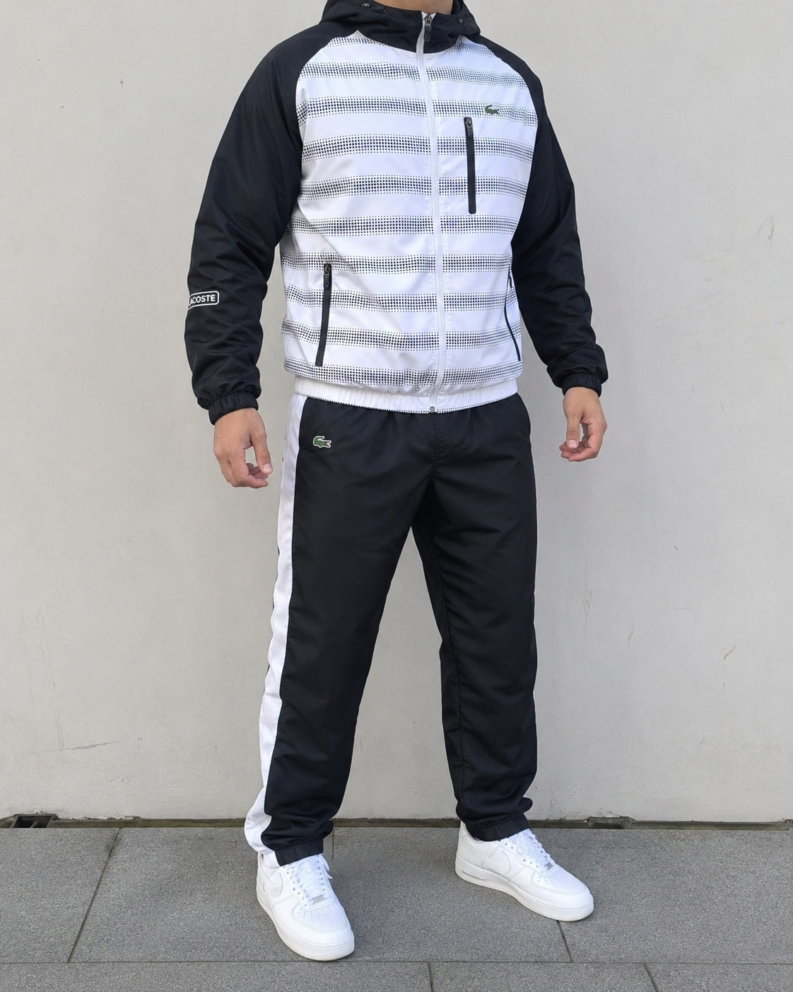 Tuta completa Lacoste Sport vintage bianca nera taglia M - TrackSuit Vintage