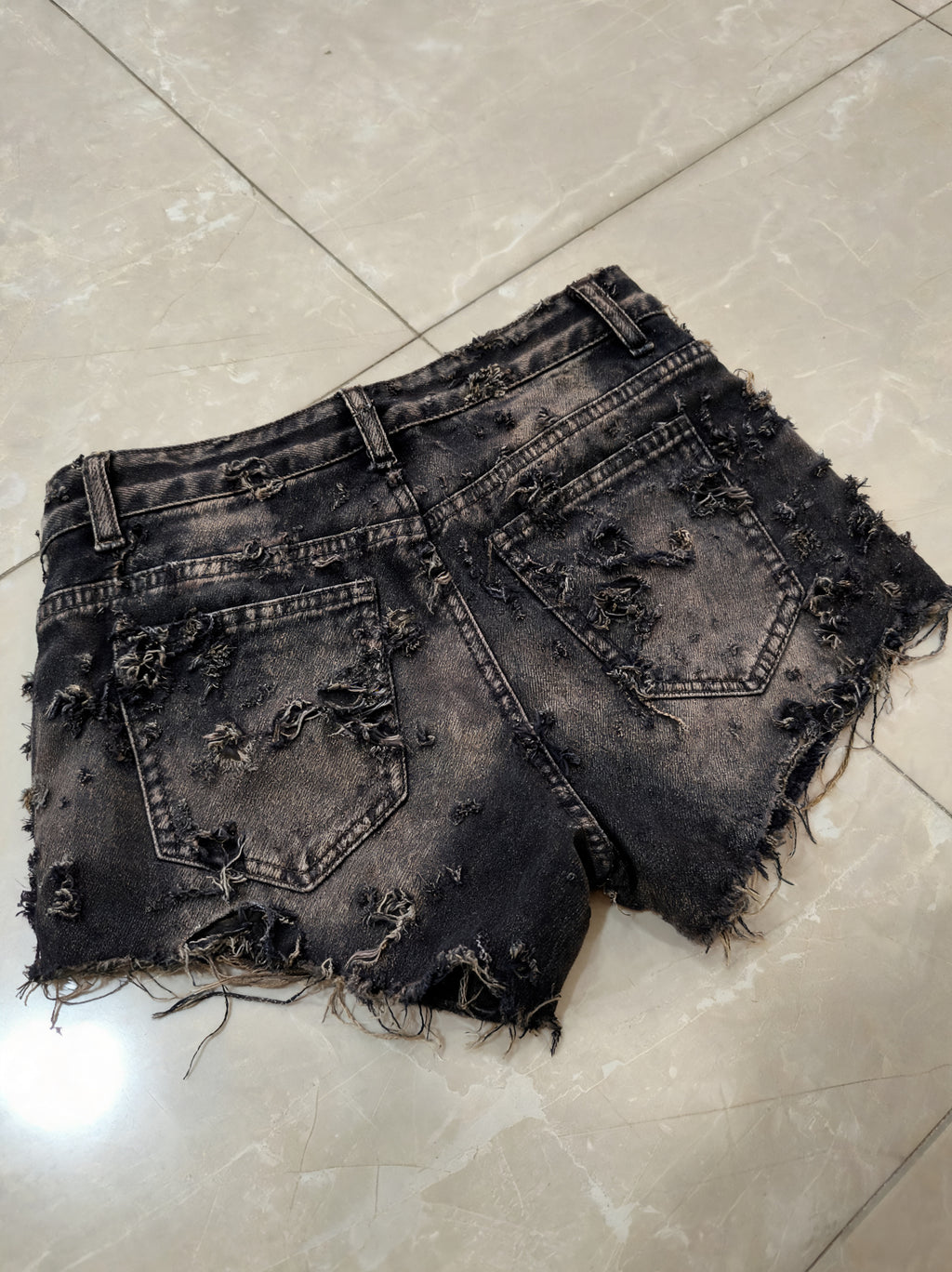 Denim Jeans Particular "Broken" Washed Denim Mini Shorts Vintage Y2K