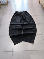 Pantalone uomo balloon Black / Nero misto lino wide leg Baggy Fit - Linen Pants Vintage Y2K