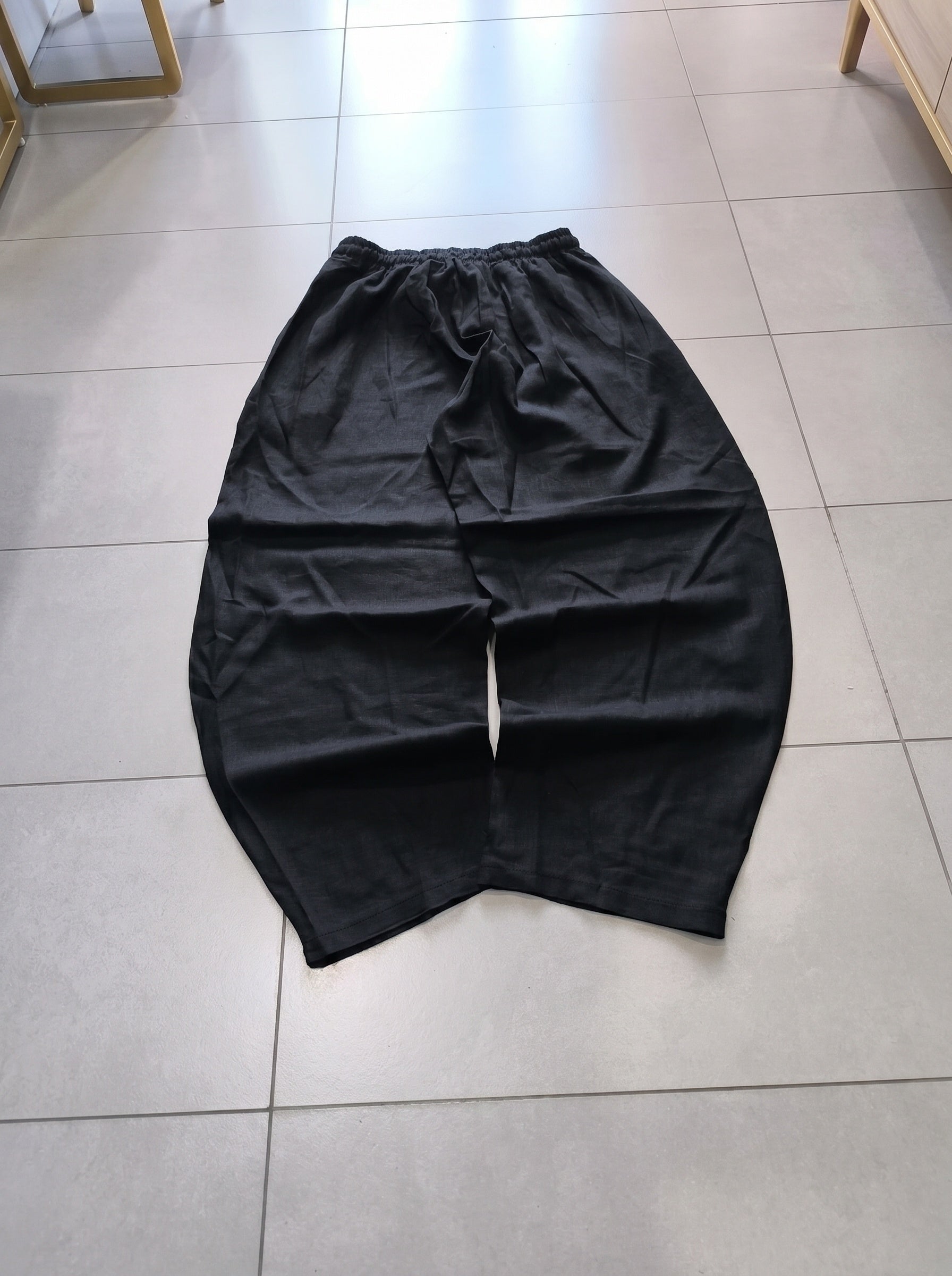 Pantalone uomo balloon Black / Nero misto lino wide leg Baggy Fit - Linen Pants Vintage Y2K