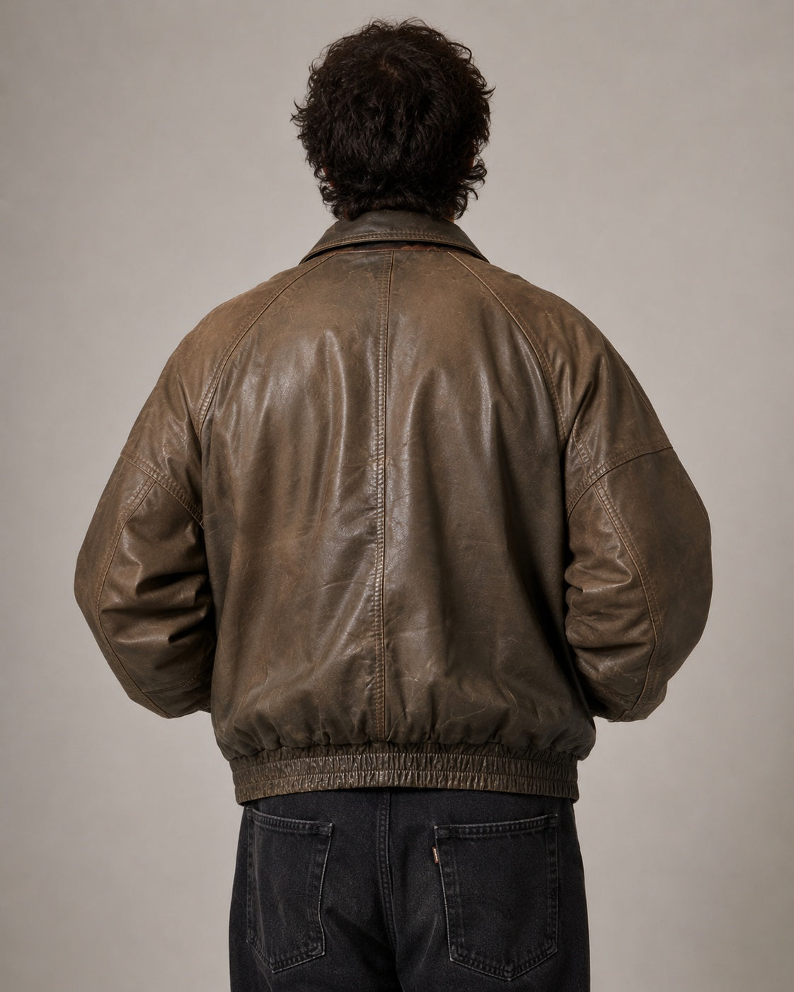 Giubbino In Vera Pelle Bomber - Y2K Aviatore Boxy Fit Oversize (L)