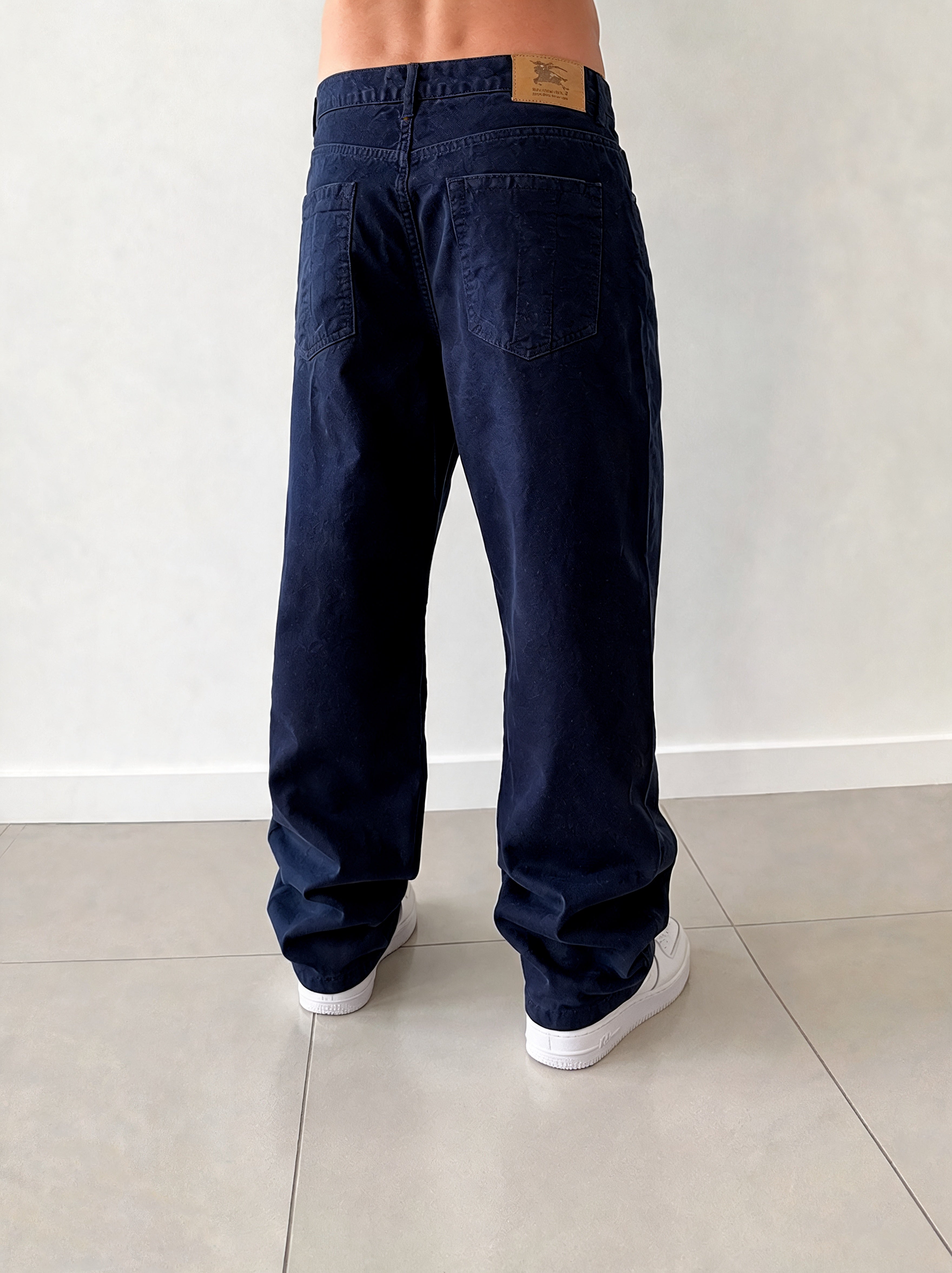 Jeans uomo Burberry London taglia 34 blu navy baggy loose fit (L)
