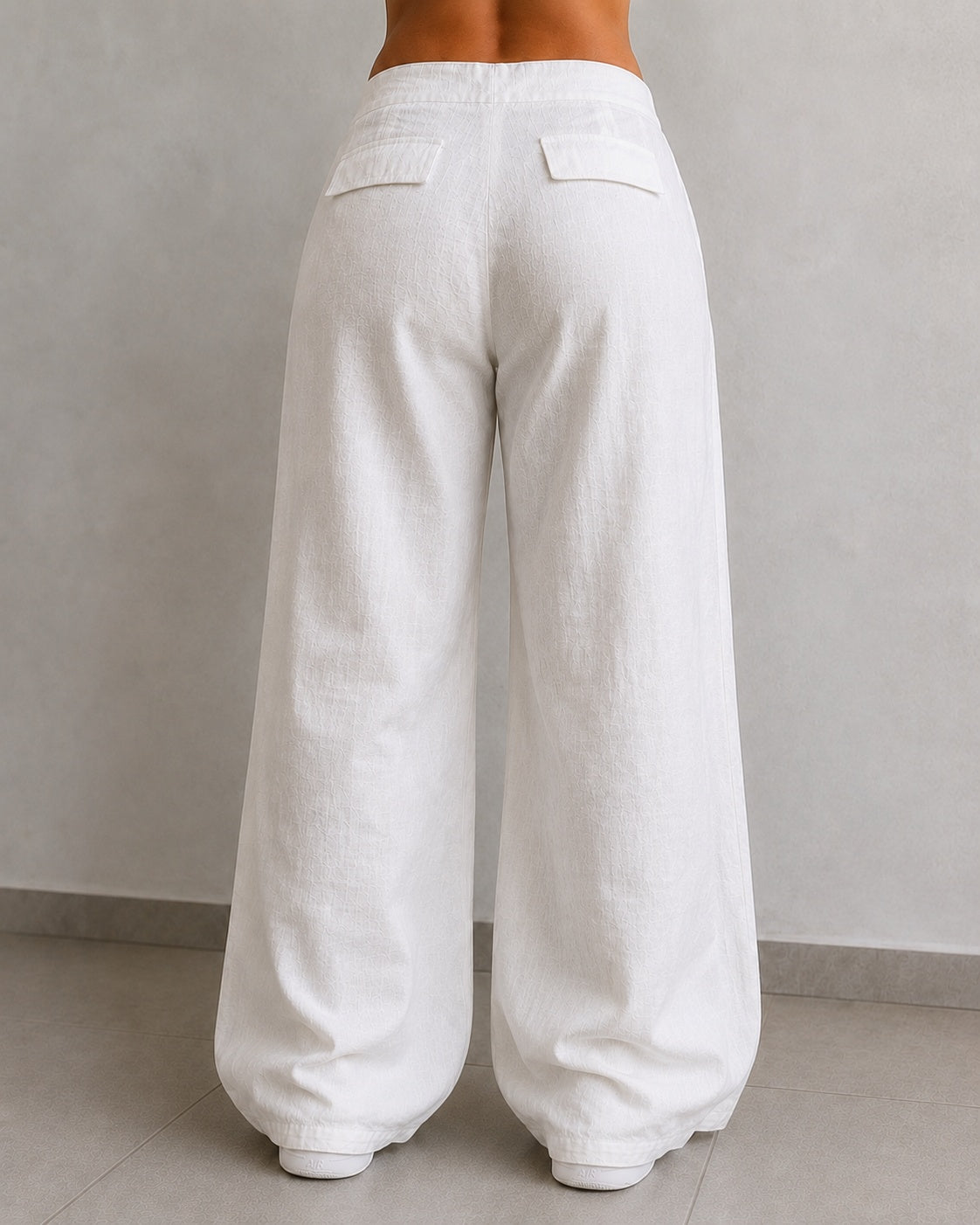 Linen Pants Baggy Fit Vintage Y2K Low Waist - Pantaloni in Lino Super Baggy Vita Bassa (S)