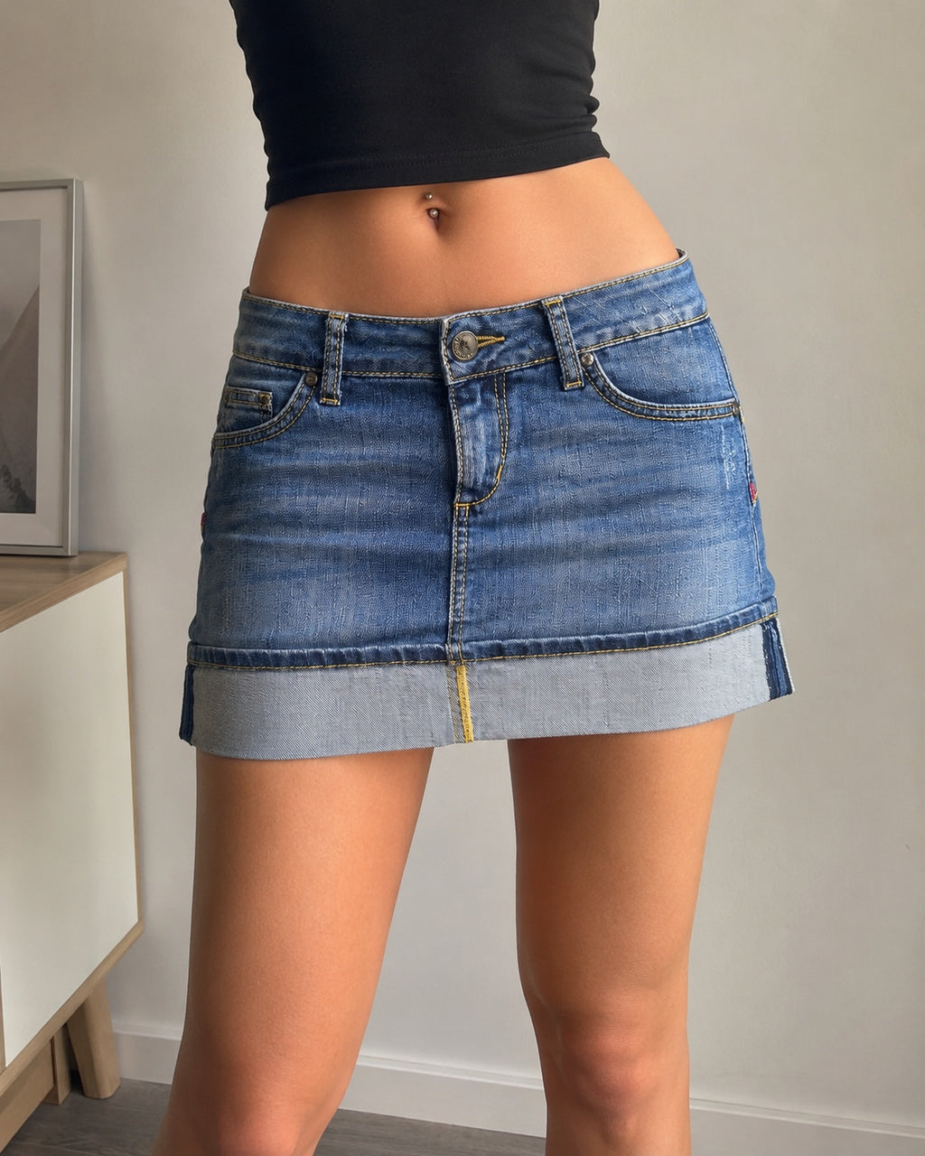 Minigonna Liu Jo Jeans Y2K denim vita bassa (M) Vintage Skirt Embroidered