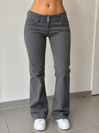 Gray Pants Flare Fit Vintage Y2K - Pantaloni Svasati (XS)
