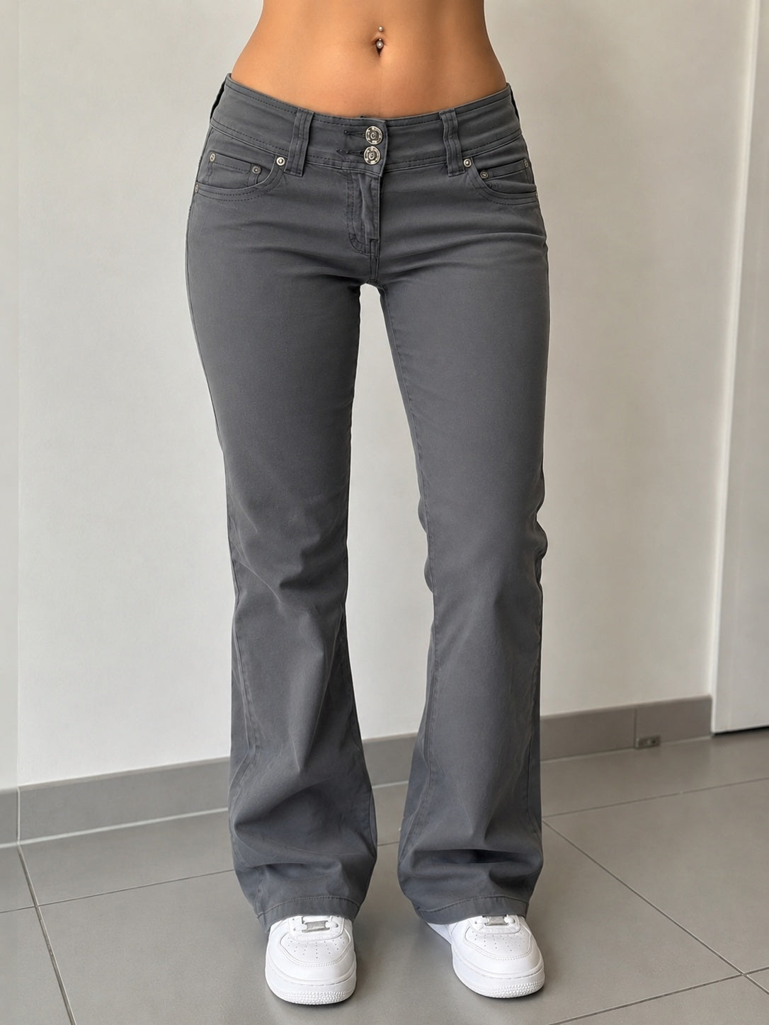 Gray Pants Flare Fit Vintage Y2K - Pantaloni Svasati (XS)