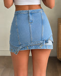 Minigonna jeans donna vintage Y2K denim asimmetrica low waist (S)