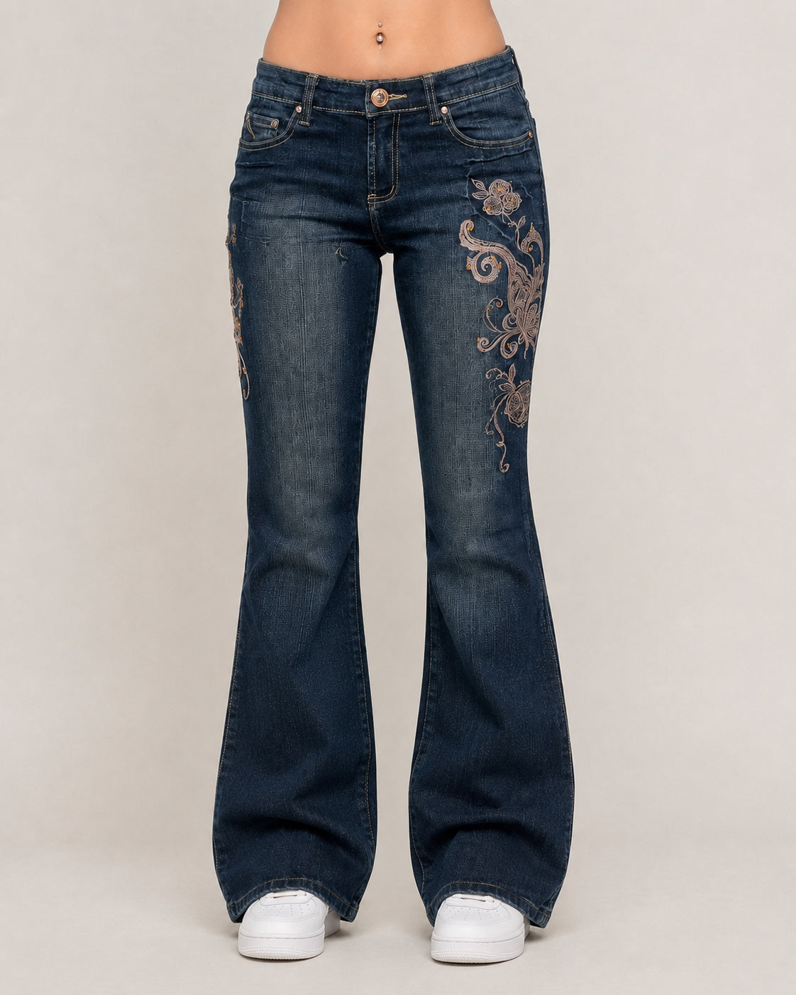 Denim Jeans Embroidered Particular Bootcut Flared Jeans Y2K (XS)