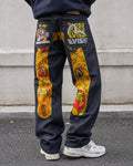 Raw Denim Jeans Evisu Painted Big Logo Embroidered (M)