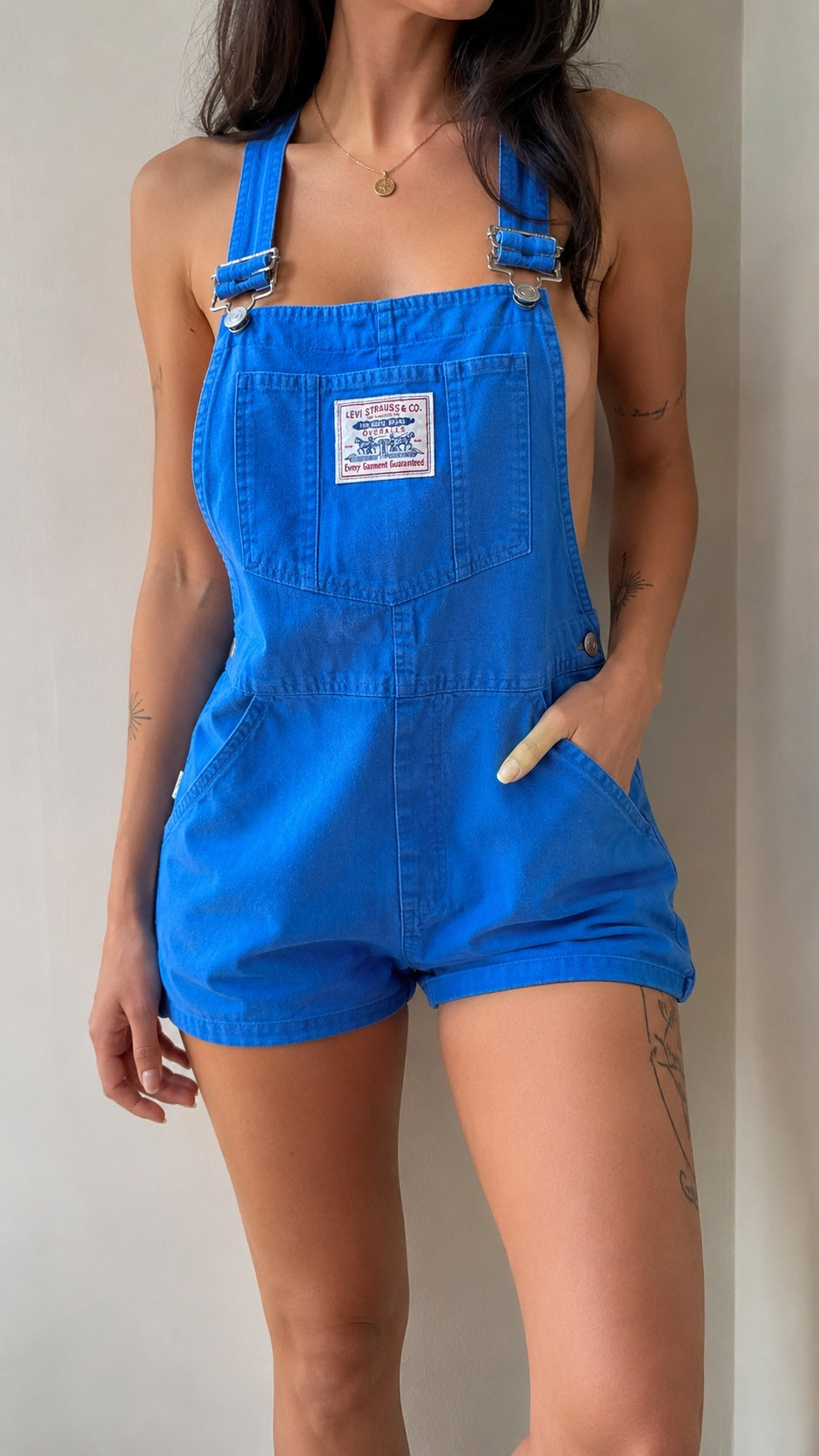 Salopette Corta Levi's Blu Elettrico | Denim Estate Donna Vintage Y2K (L)