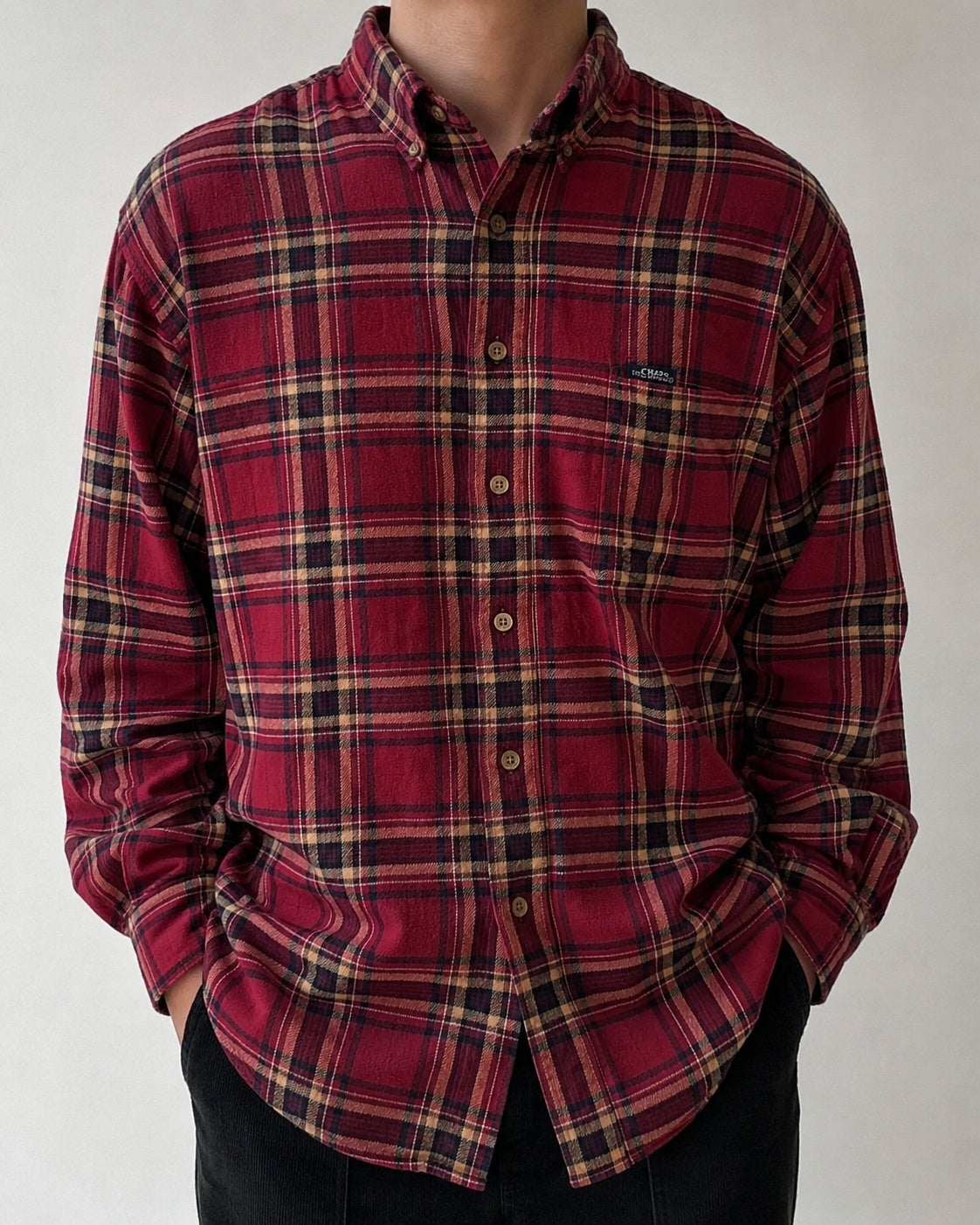 Camicia Chaps Ralph Lauren vintage tartan rossa oversize (L)