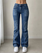 Denim Jeans Straight / Flared Fit Japan Style Printed (XXS)