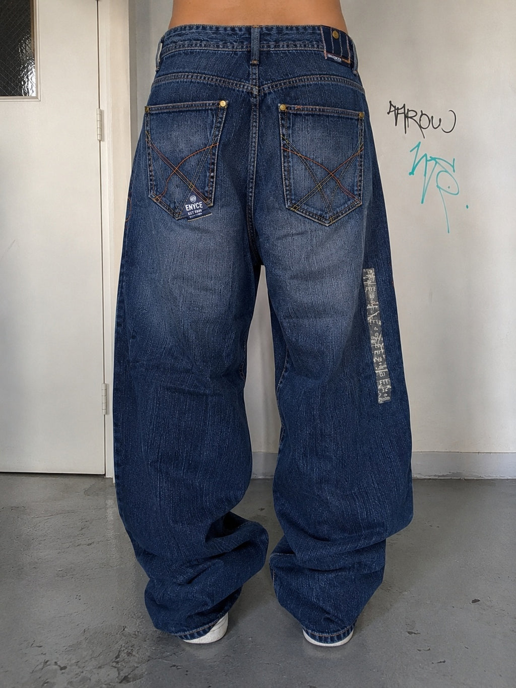 Jeans ENYCE uomo baggy wide leg blu Y2K vintage streetwear
