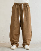 Pantalone uomo balloon Marrone Cammello misto lino wide leg Baggy Fit - Linen Pants Vintage Y2K