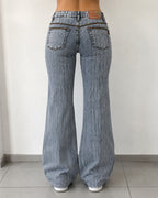 Denim Jeans Marble Flare Fit Y2K Vintage - Jeans Svasati (XS)