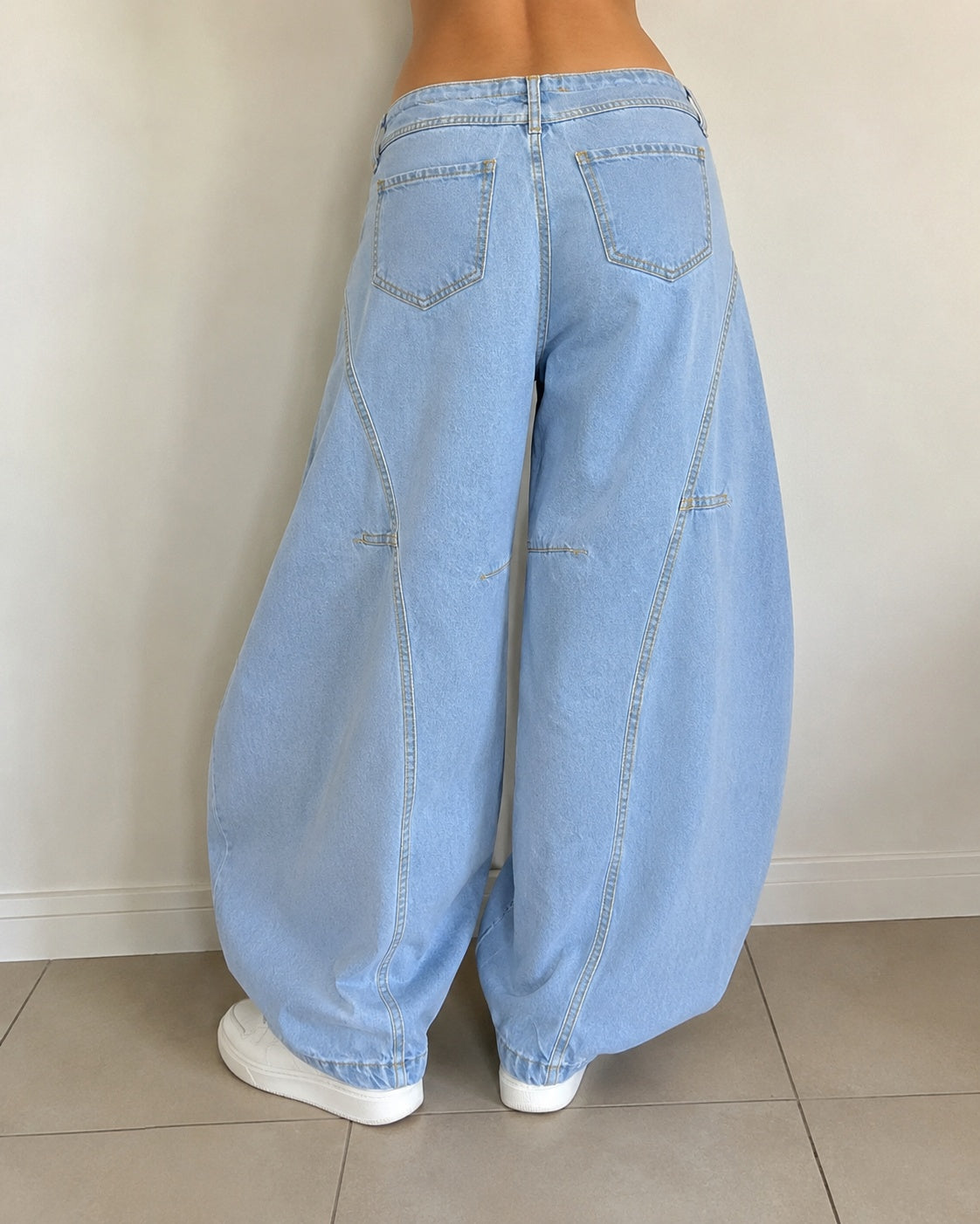 Baggy Jeans Super Balloon Fit - Light Blue Denim Da Donna