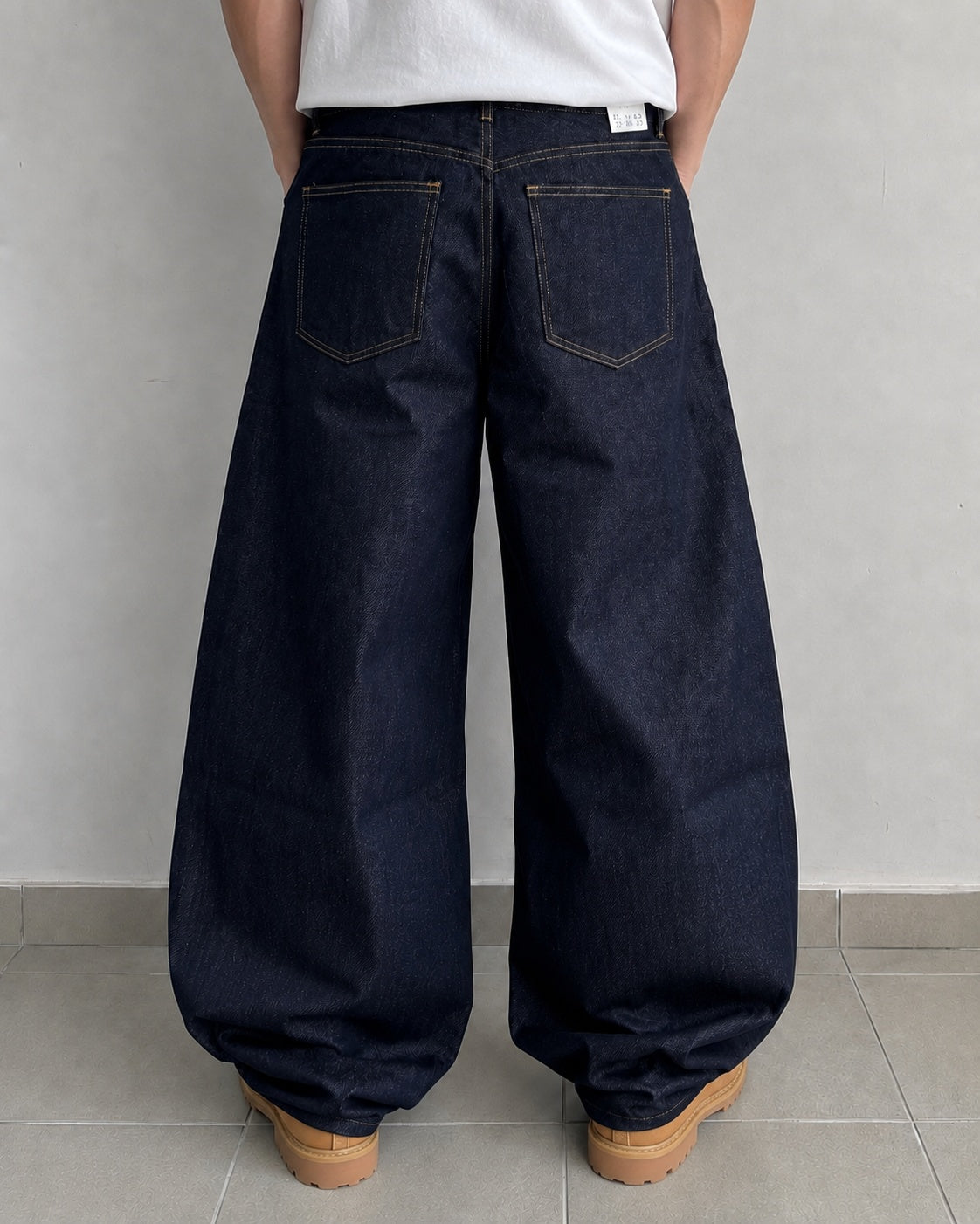 Raw Denim Jeans Dark Blue Super Baggy Balloon Vintage Y2K Particulare Hip-Hop
