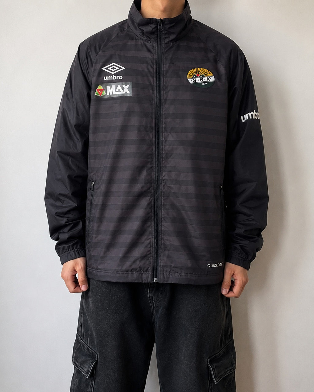 Umbro Track Jacket Marrone Vintage Uomo M/Y2K Zip Streetwear Retro