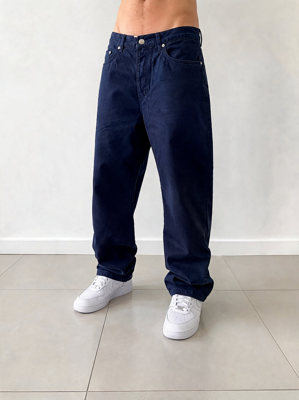 Jeans uomo Burberry London taglia 34 blu navy baggy loose fit (L)