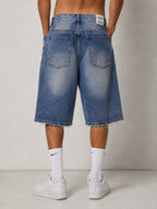 Jorts Leox Denim Blu con Rotture Baggy Embroidered Particular Y2K