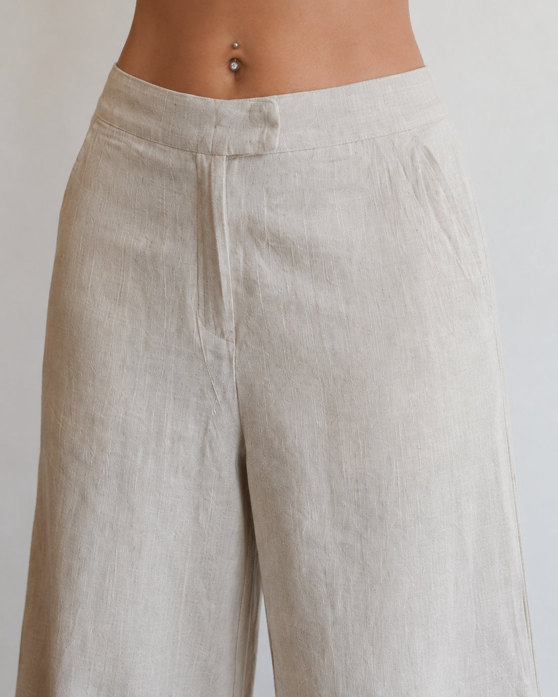 Linen Pants Baggy Fit Beige Vintage Y2K Low Waist - Pantaloni in Lino Super Baggy Vita Bassa (S)