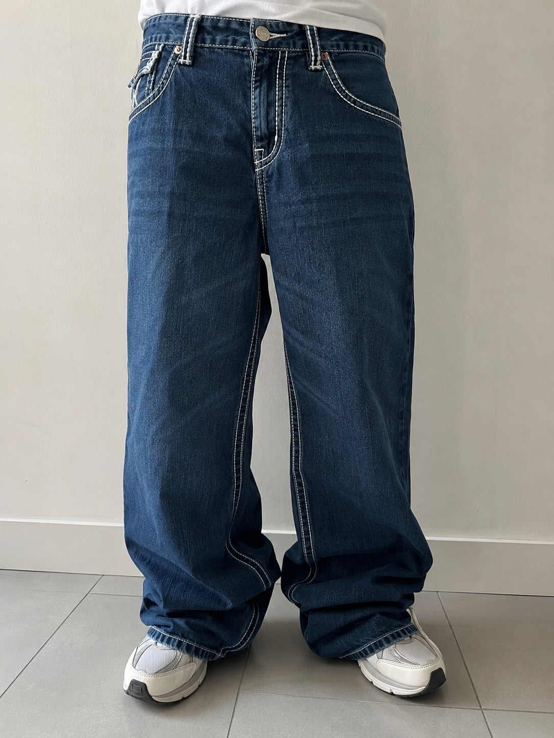 Jeans True Religion uomo baggy Billy Big T denim blu Y2K streetwear (M)