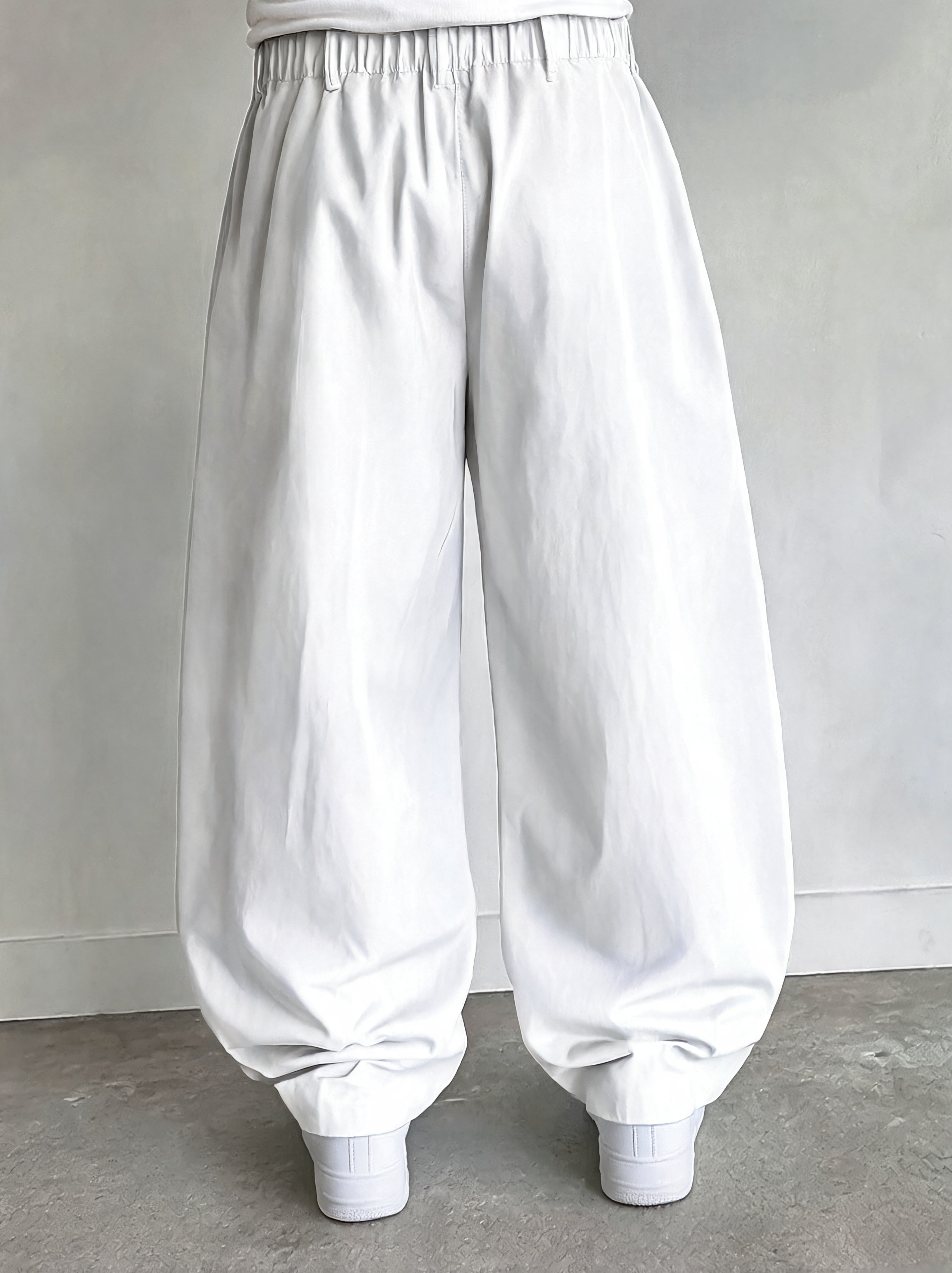 Pantalone Bianco balloon baggy fit uomo vintage Y2K elegante streetwear