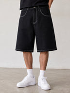 Rap Jorts Sean John Black Denim Shorts Vintage Y2K Baggy Fit 90s 2000s American Style Hip-Hop (S)