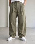 Pantalone uomo wide leg verde oliva cotone sartoriale Baggy Fit Vintage Y2K