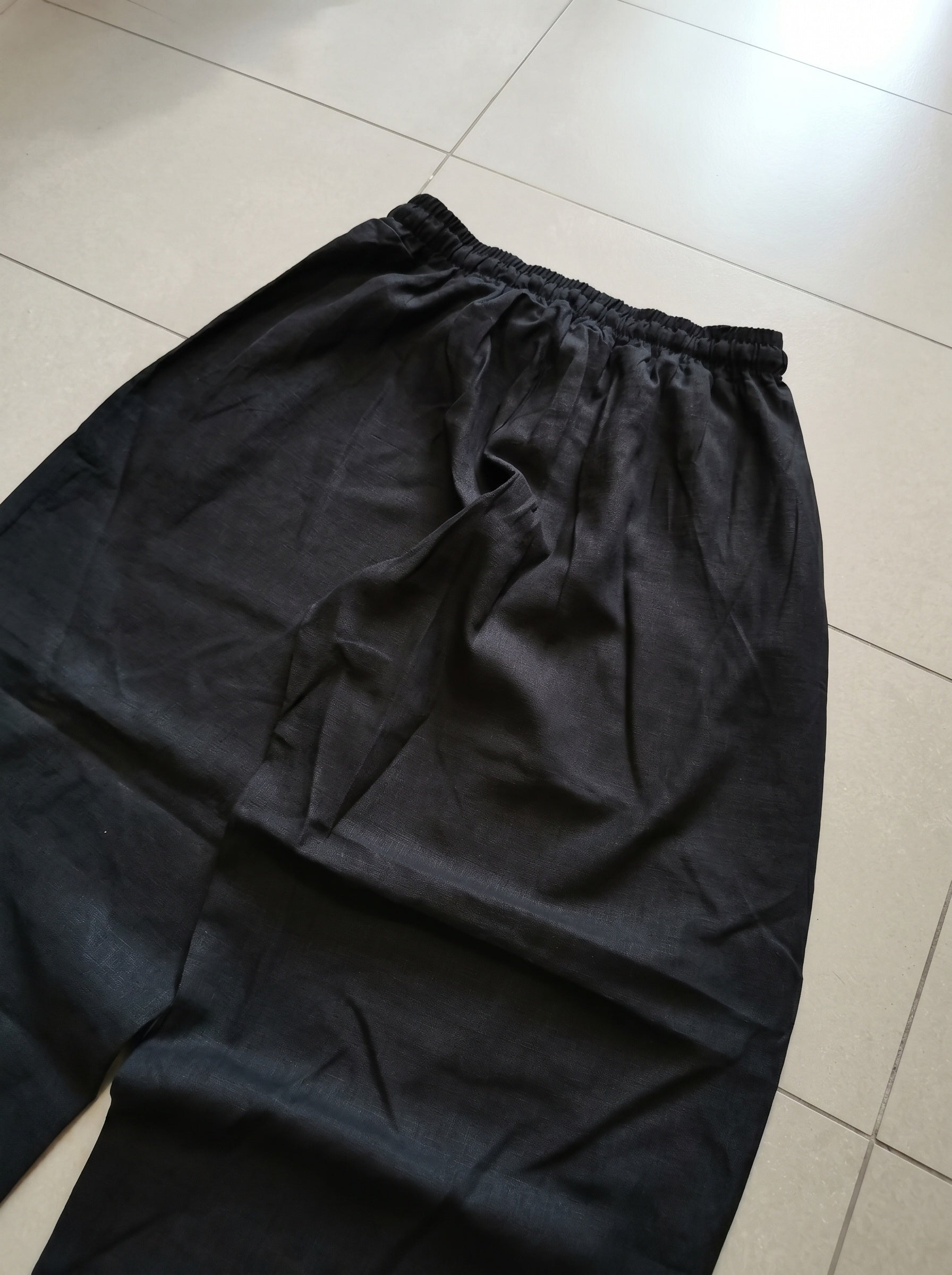 Pantalone uomo balloon Black / Nero misto lino wide leg Baggy Fit - Linen Pants Vintage Y2K