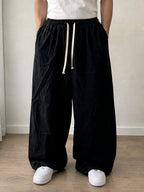 Pantaloni Uomo Lino Baggy Wide Leg Oversize Relaxed Fit