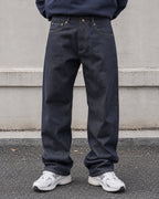 Raw Denim Jeans Evisu Painted Big Logo Embroidered (M)
