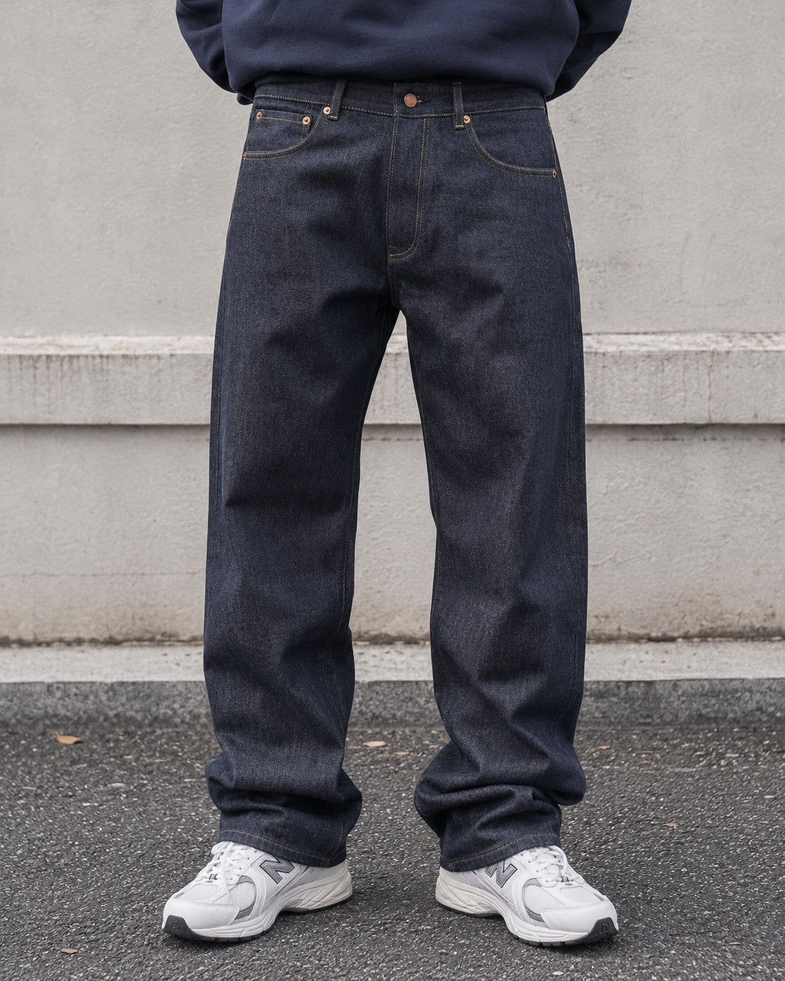 Raw Denim Jeans Evisu Painted Big Logo Embroidered (M)