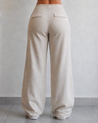 Linen Pants Baggy Fit Beige Vintage Y2K Low Waist - Pantaloni in Lino Super Baggy Vita Bassa (S)