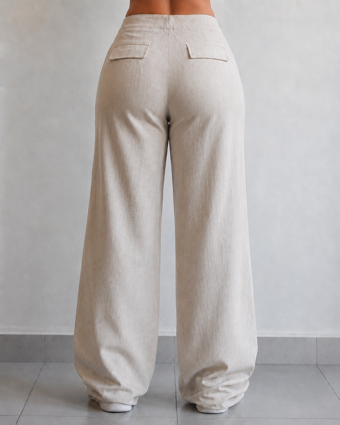 Linen Pants Baggy Fit Beige Vintage Y2K Low Waist - Pantaloni in Lino Super Baggy Vita Bassa (S)