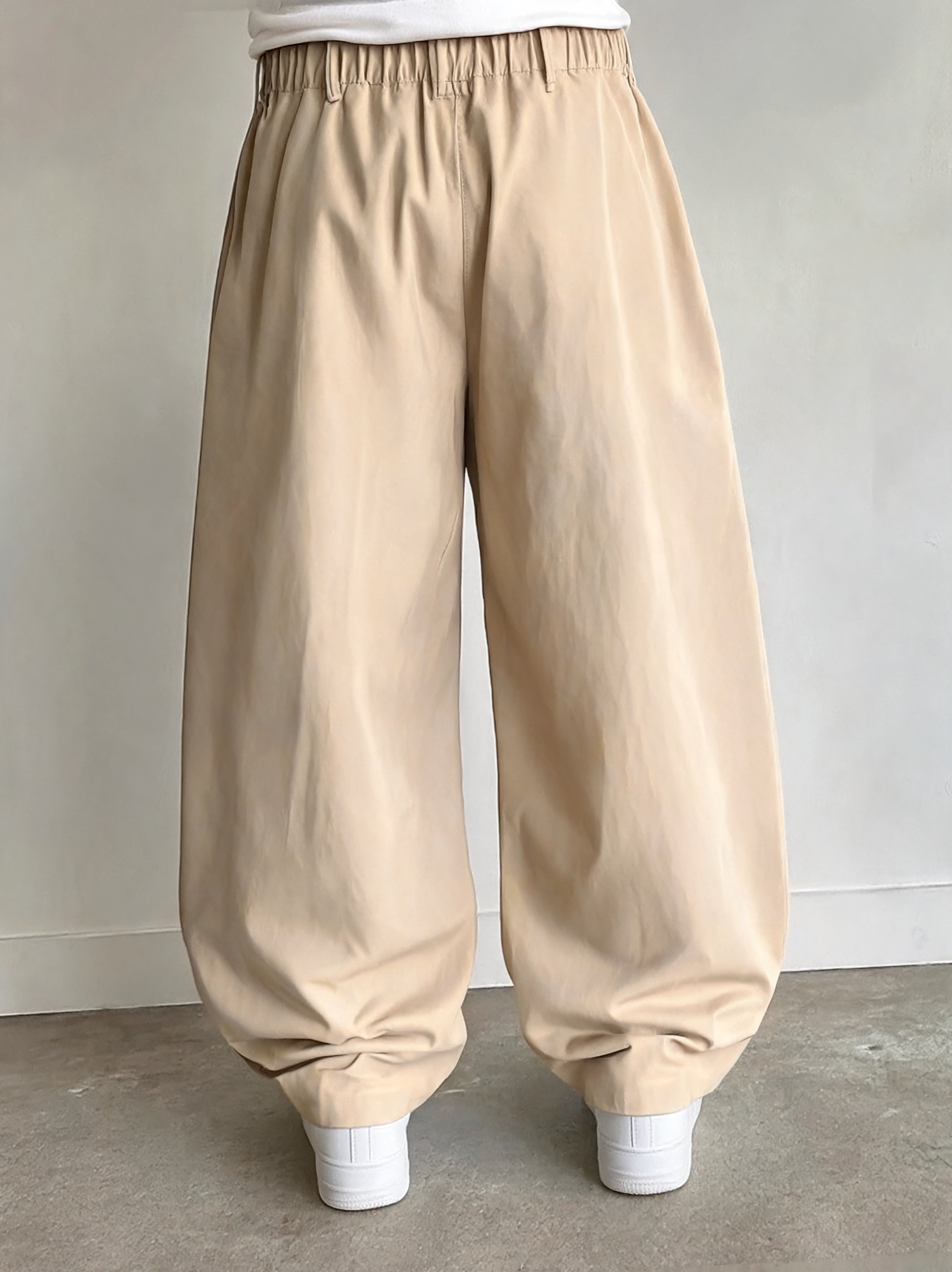 Pantalone Beige balloon baggy fit uomo vintage Y2K elegante streetwear