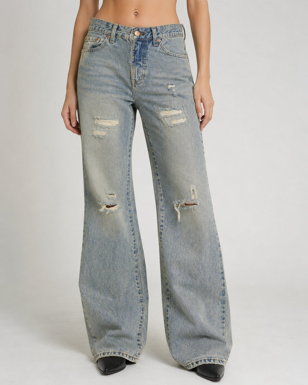 Denim Jeans Just Cavalli Ripped Y2K Vintage BootCut Straight Fit Da Donna (XS)