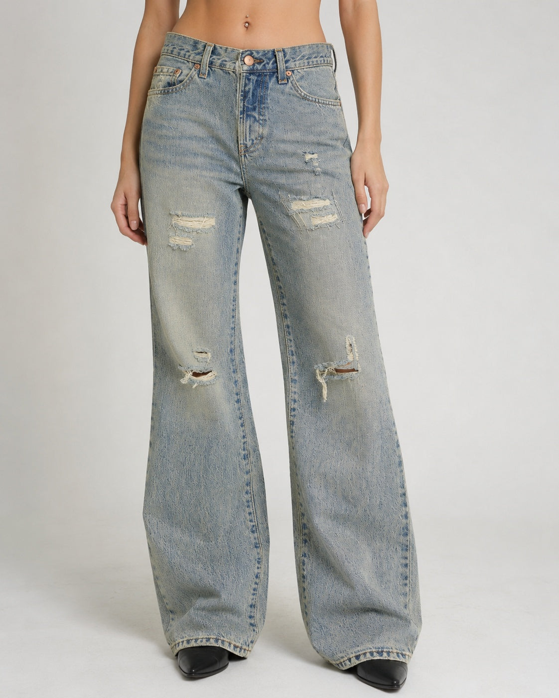 Denim Jeans Just Cavalli Ripped Y2K Vintage BootCut Straight Fit Da Donna (XS)