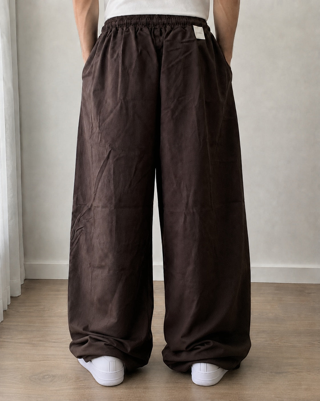 Pantaloni Uomo Lino Baggy Wide Leg Oversize Relaxed Fit