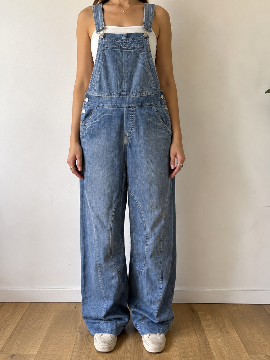 Salopette Jeans Donna Wide Leg Vintage Y2K Denim Baggy (S)