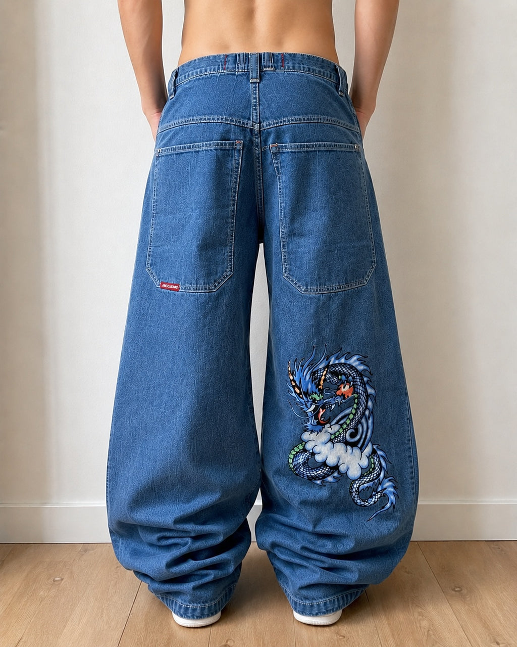 Denim JNCO Jeans Original Super Baggy Fit Embroidered American Hip-Hop (M)